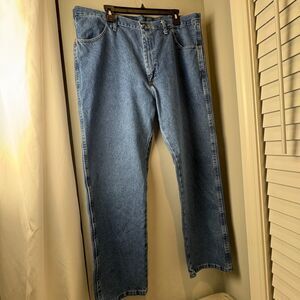 Rustler Men’s 40x30 Medium Blue 100% Cotton Denim Jeans Workwear Durable Style